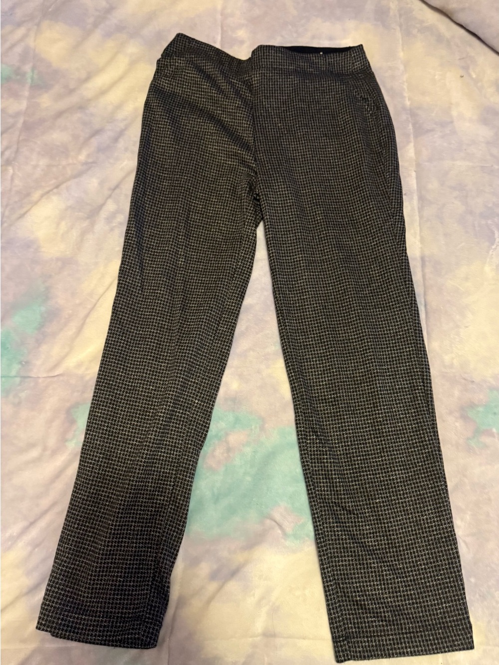 Max Studio Black & Gray Micro-Check Trousers